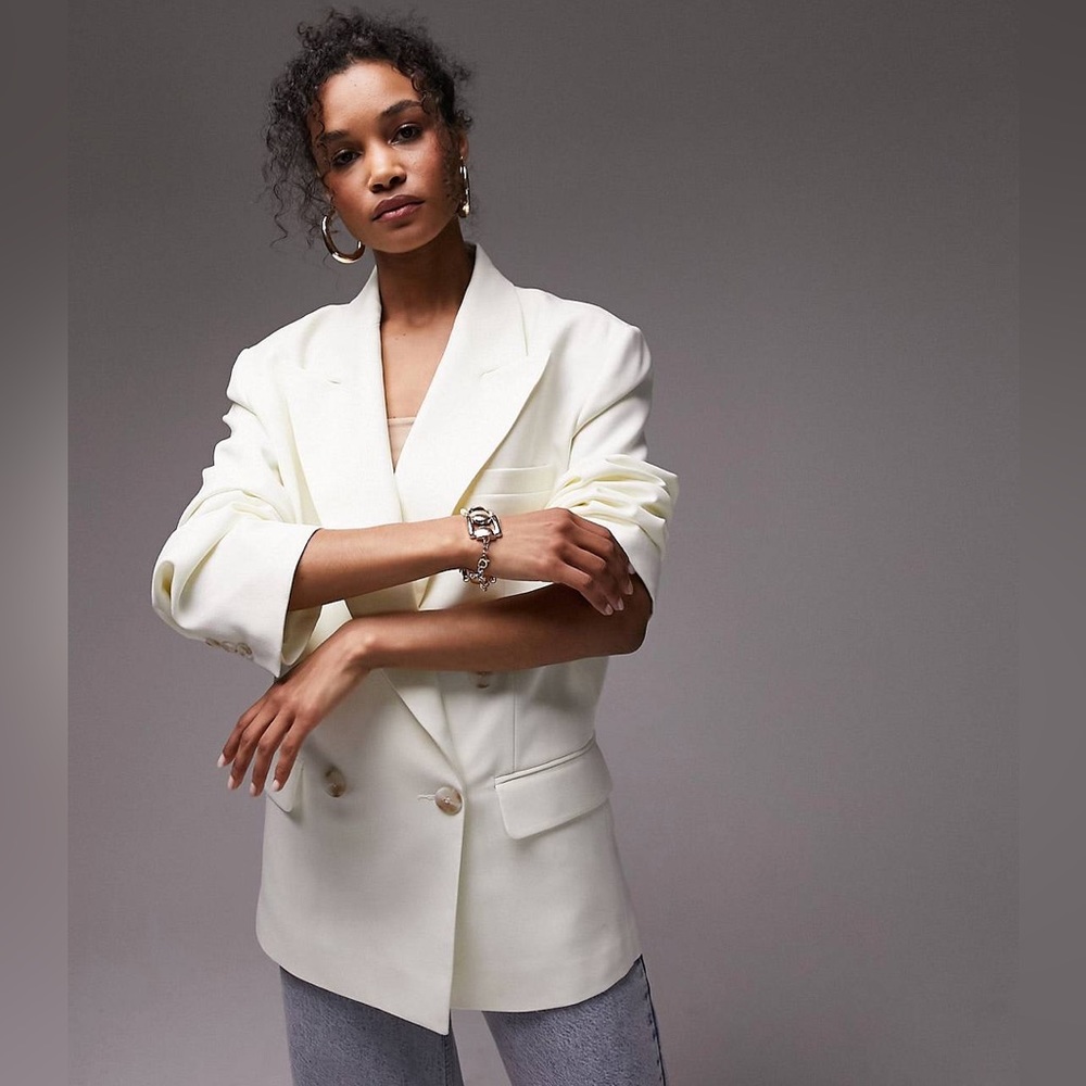 Topshop Cream White Oversized Sport Coat Blazer Size 10 NWT